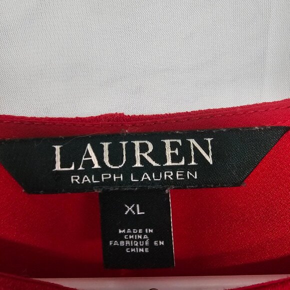 Lauren Ralph Lauren Blouse Red Minimalist Casual Office XL - Picture 8 of 10